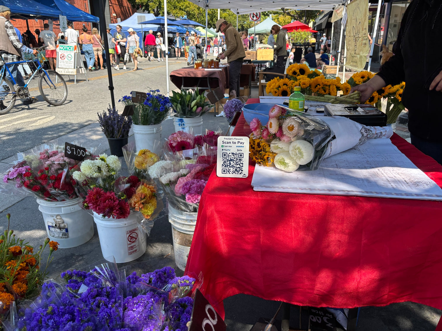 Artfare QR payment sign in use at farmers market
