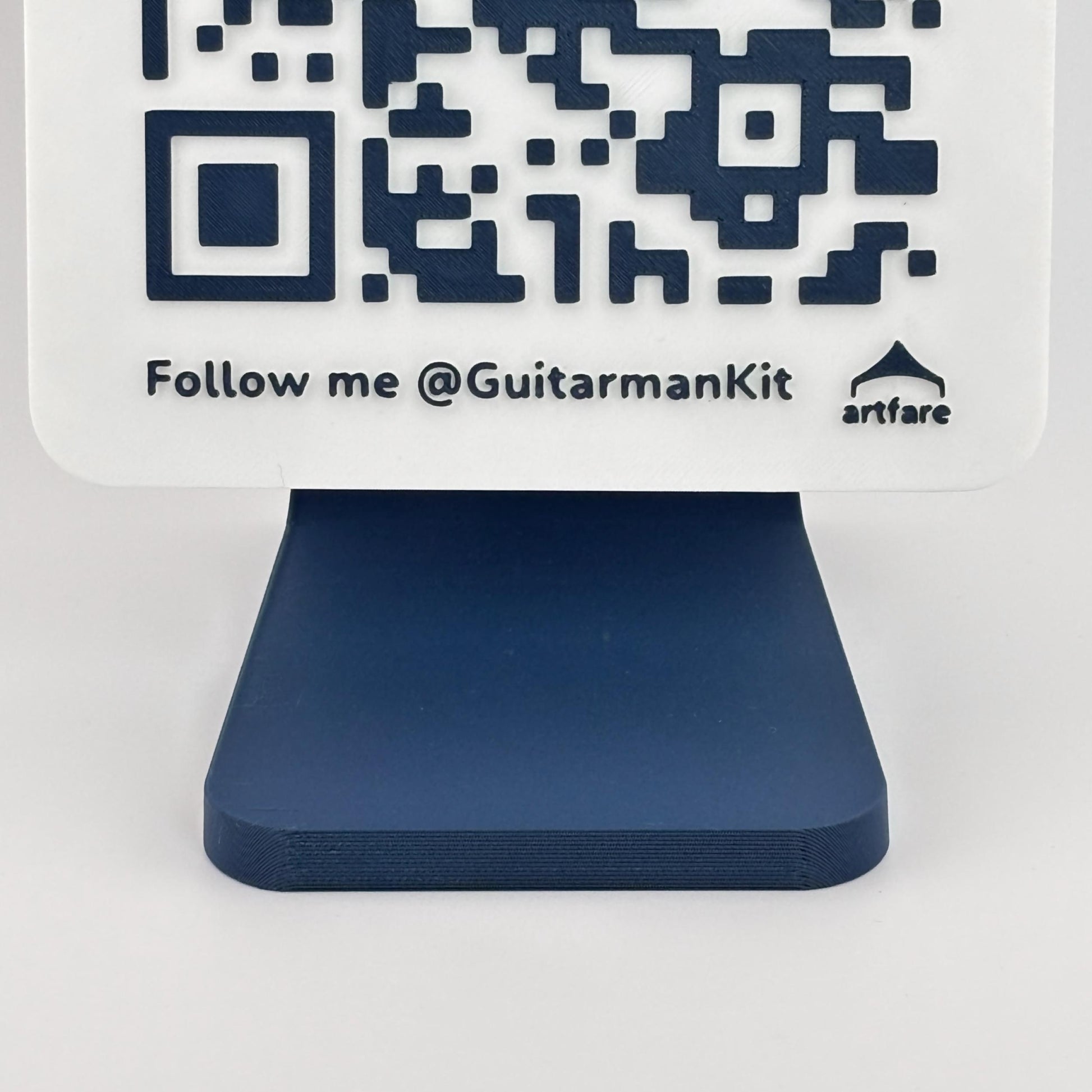 Artfare Max QR payment sign front view with counter stand close up