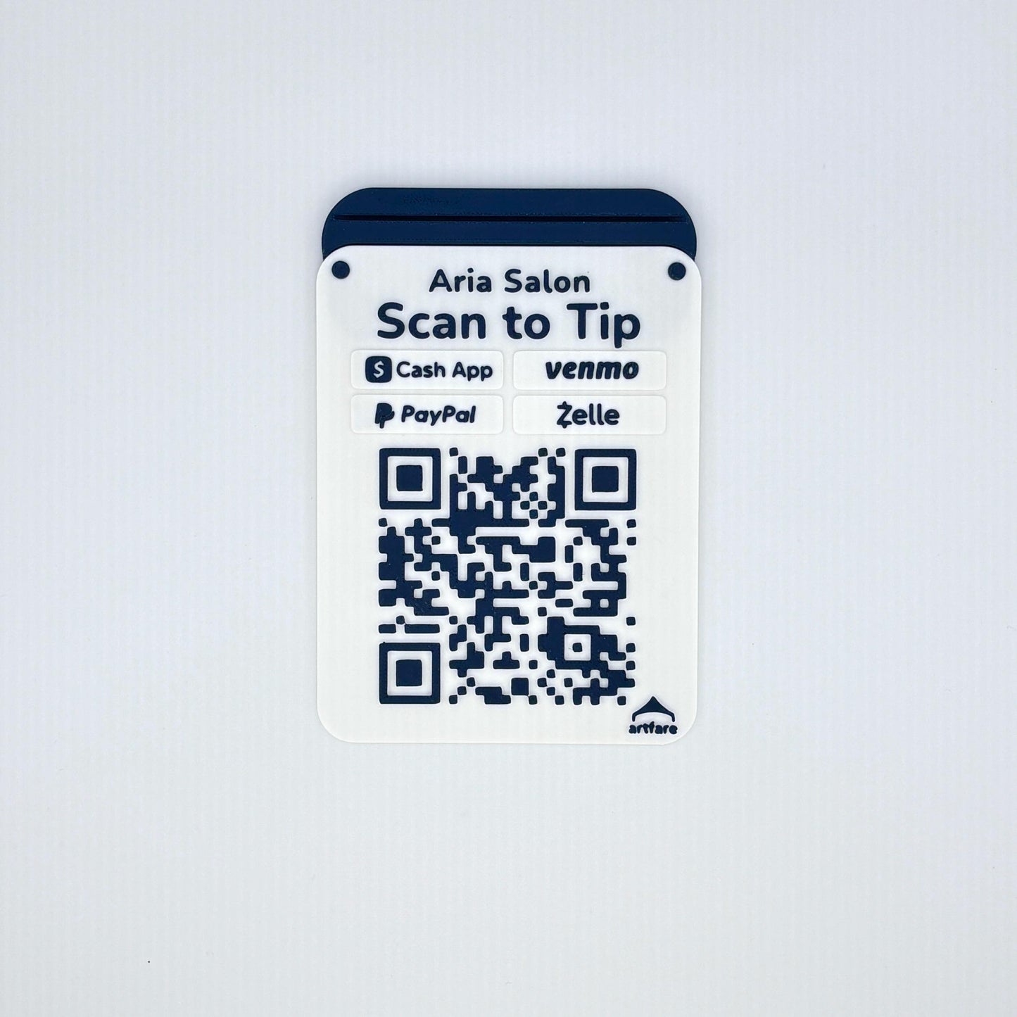 Artfare Micro QR payment sign for Venmo Cash App PayPal Zelle front view