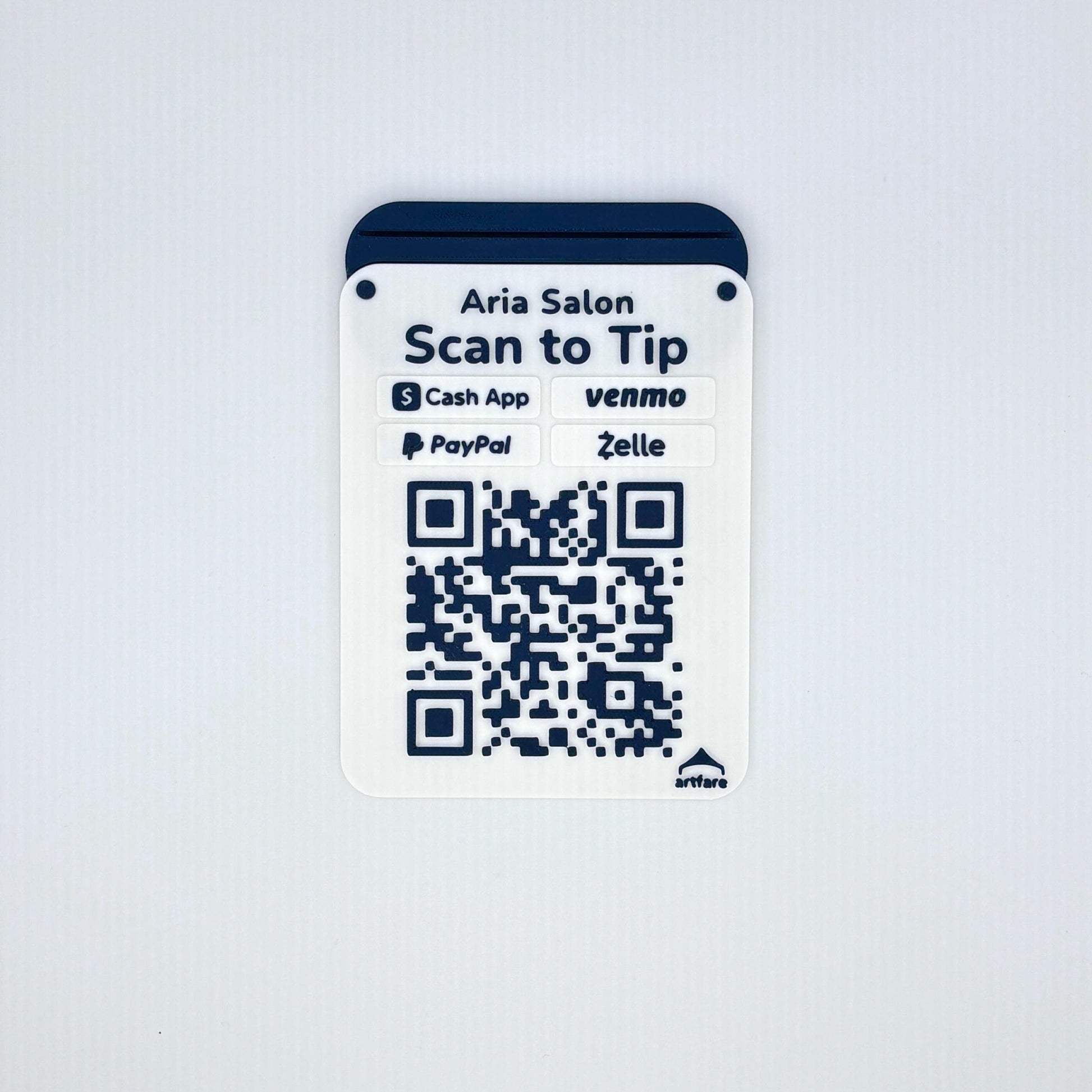 Artfare Micro QR payment sign for Venmo Cash App PayPal Zelle front view