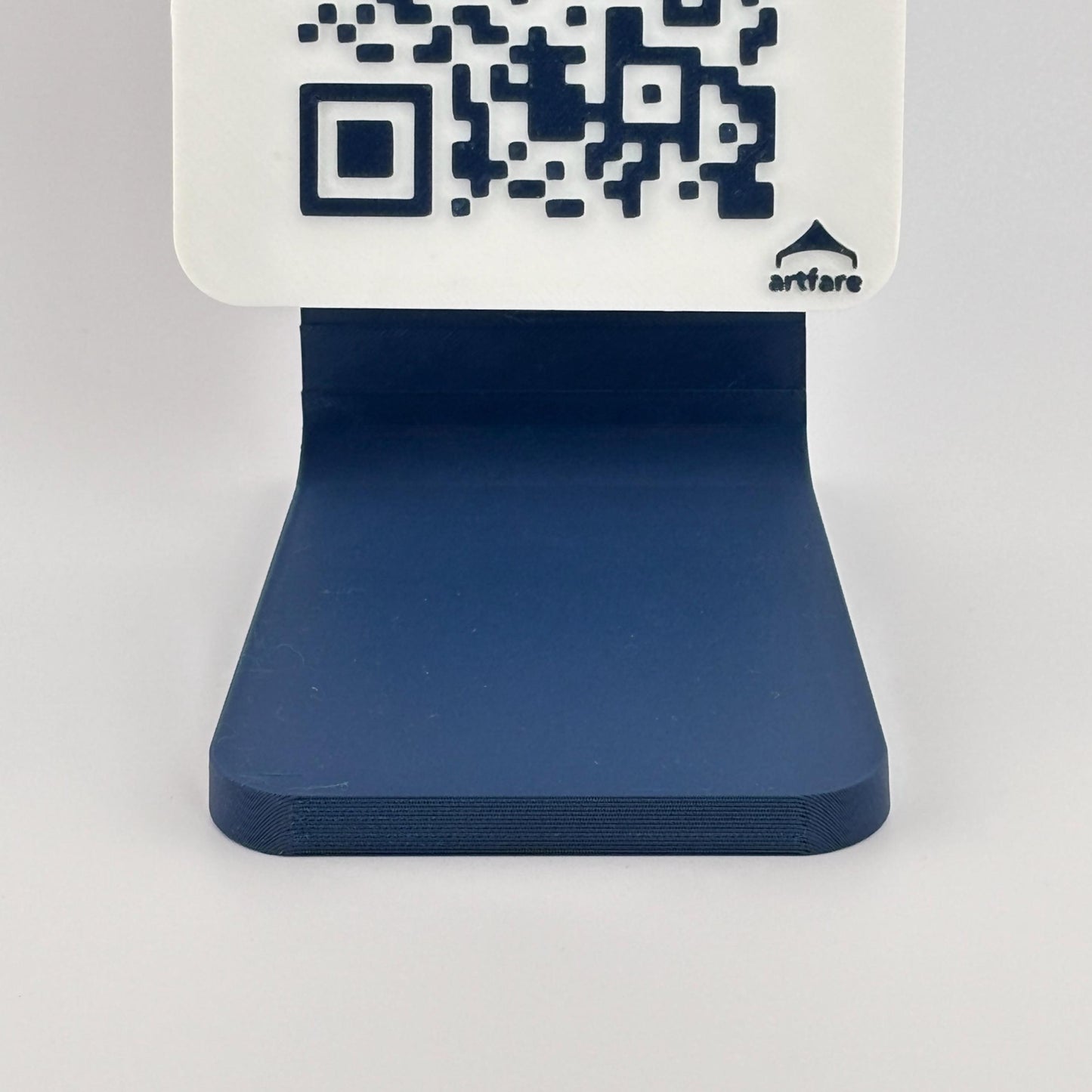 Artfare Compact QR payment sign with detail view of counter stand