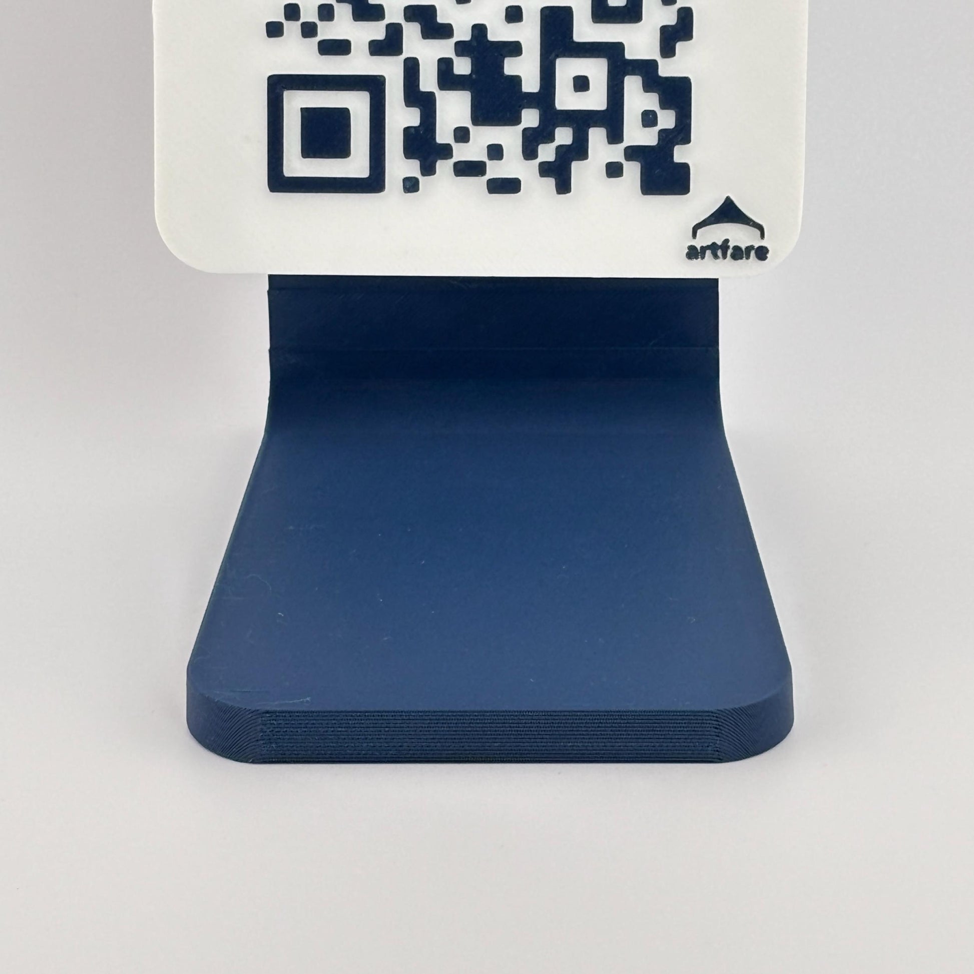 Artfare Compact QR payment sign with detail view of counter stand