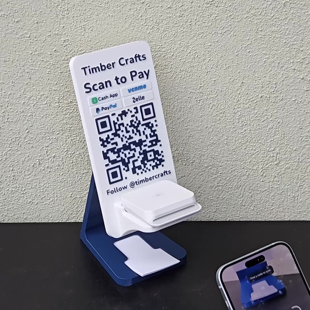 Artfare Ultra QR payment sign with Stripe reader holder for Venmo Cash App PayPal Zelle checkout demo
