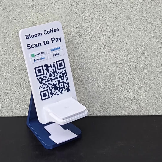 Artfare Ultra QR payment sign with Square reader holder for Venmo Cash App PayPal Zelle checkout demo
