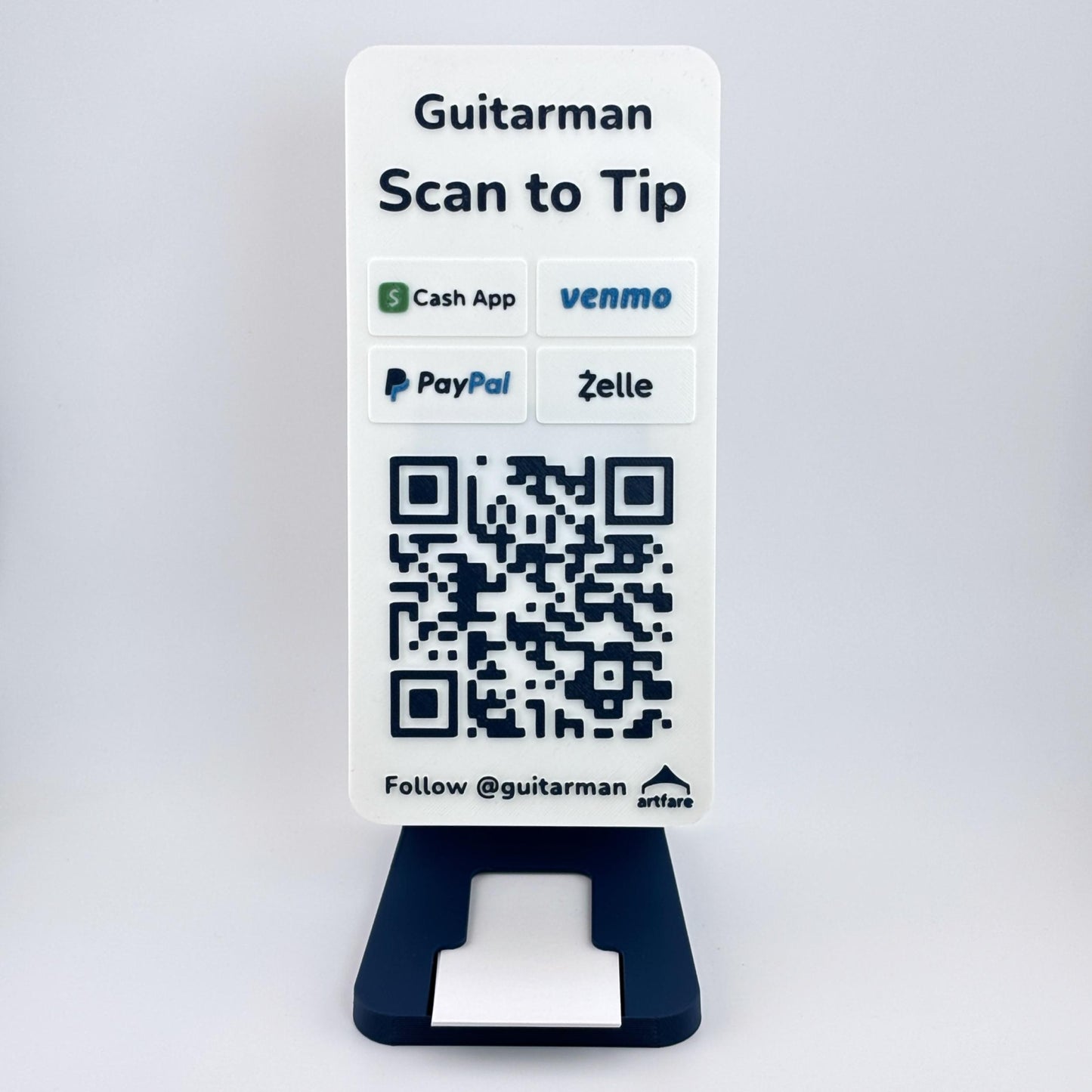 Artfare Slim QR payment sign on counter stand clean studio shot