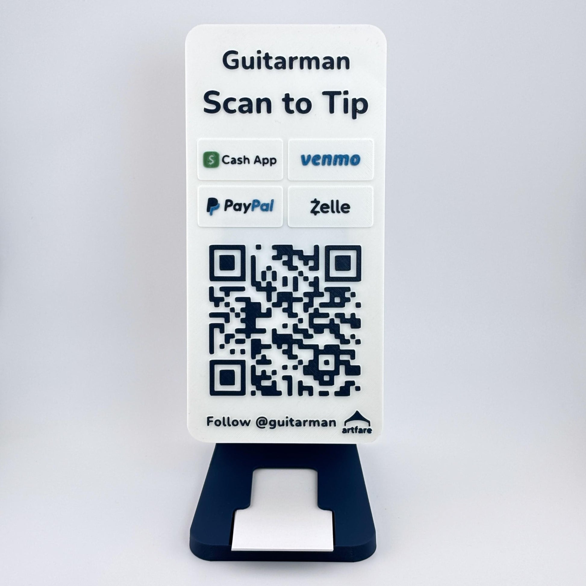 Artfare Slim QR payment sign on counter stand clean studio shot