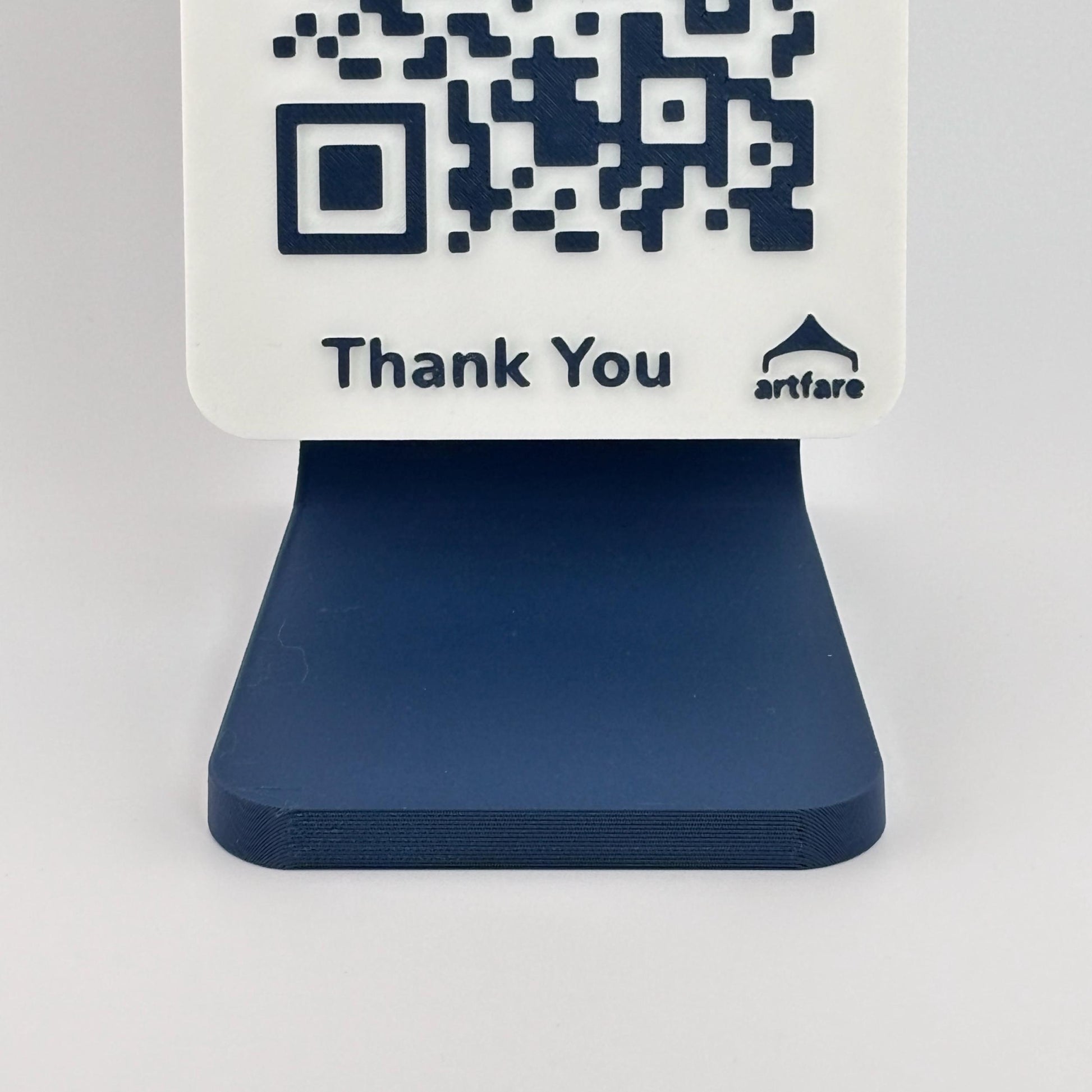 Artfare Slim QR payment sign on counter stand close up detail