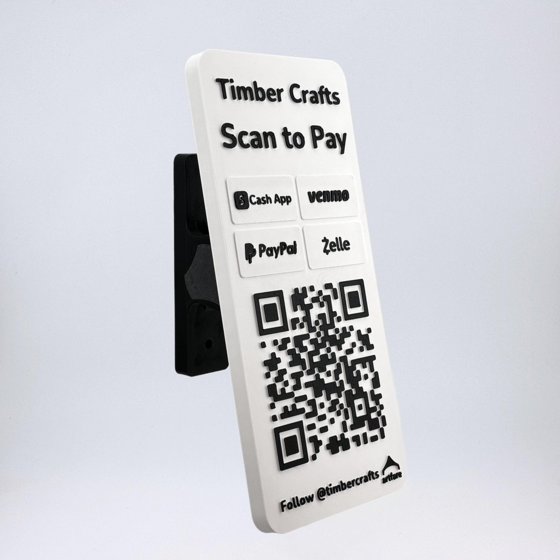 Artfare Slim Outdoor QR payment sign clean front view for Venmo Cash App PayPal Zelle