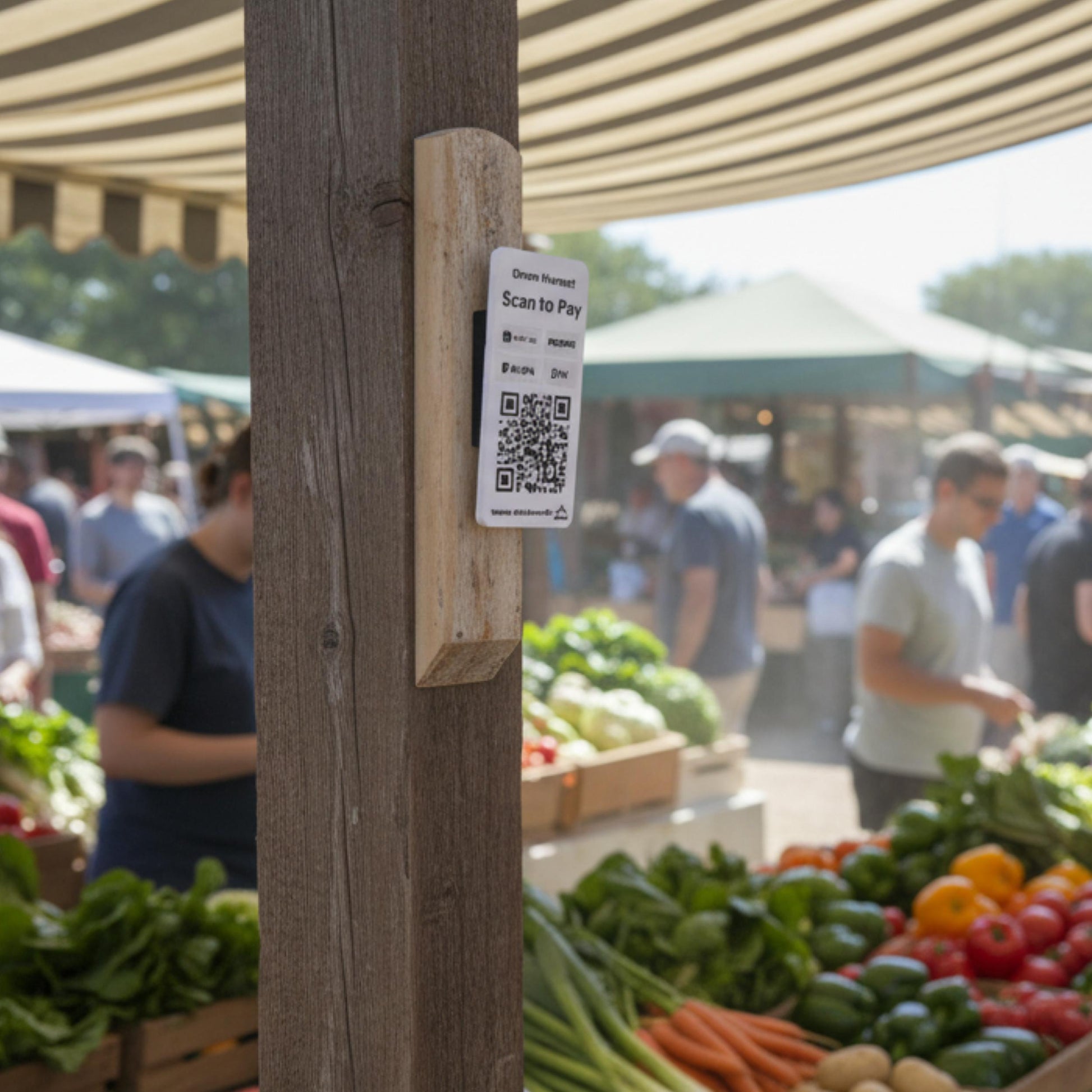 Artfare Slim Outdoor QR payment sign in use market setting