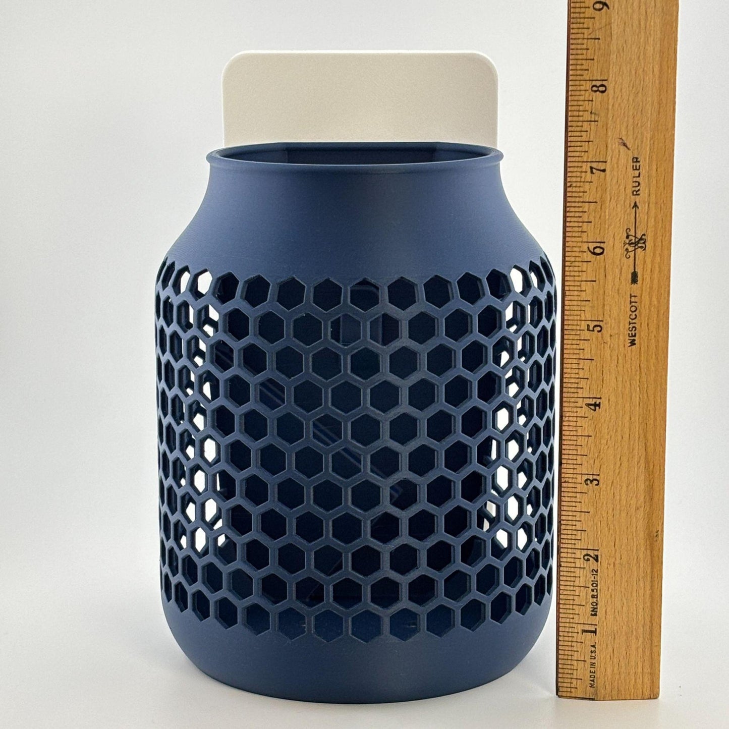 Artfare Tip Jar with QR payment sign backview with ruler for sizing