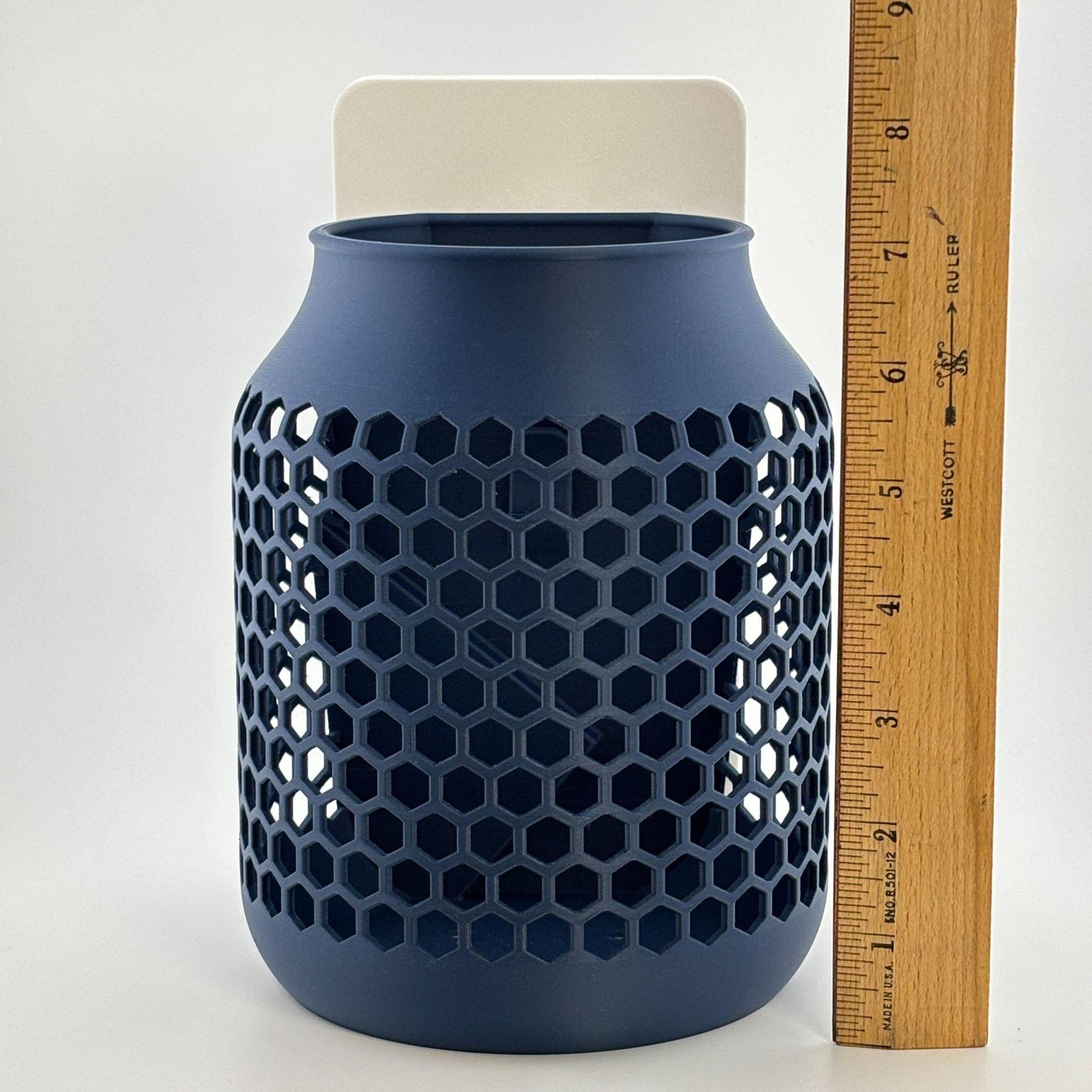 Artfare Tip Jar with QR payment sign backview with ruler for sizing