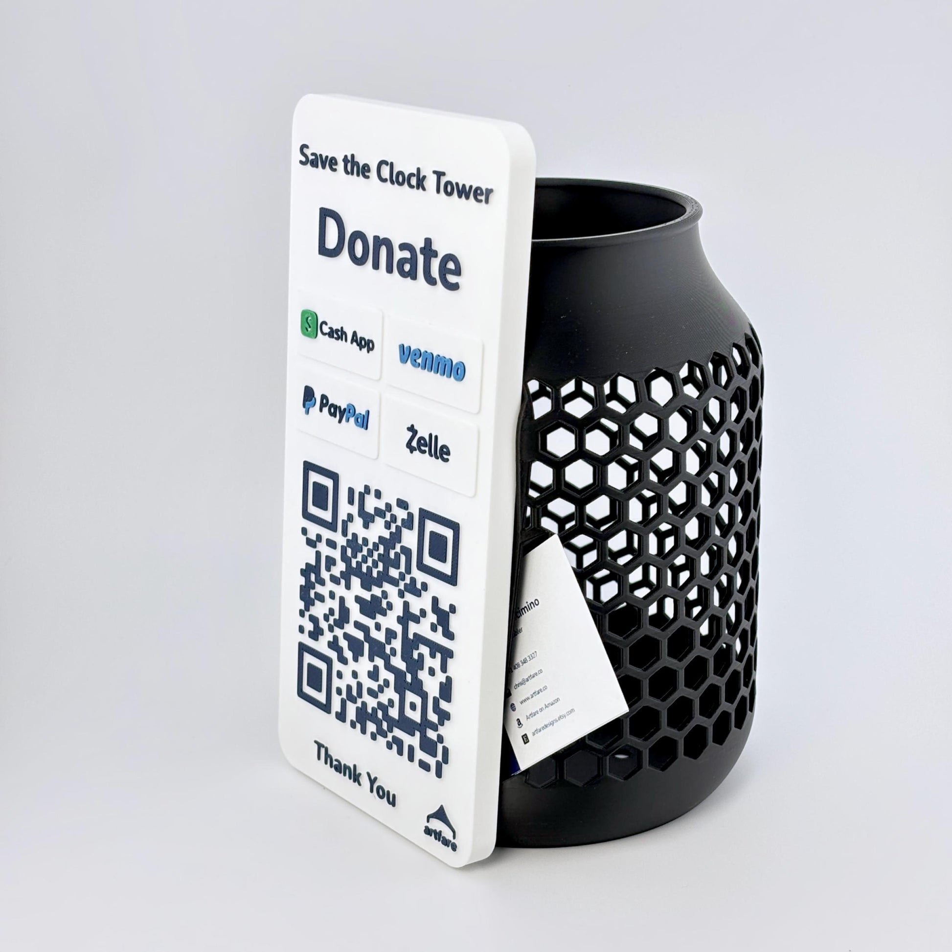 Artfare Tip Jar with QR payment sign black version