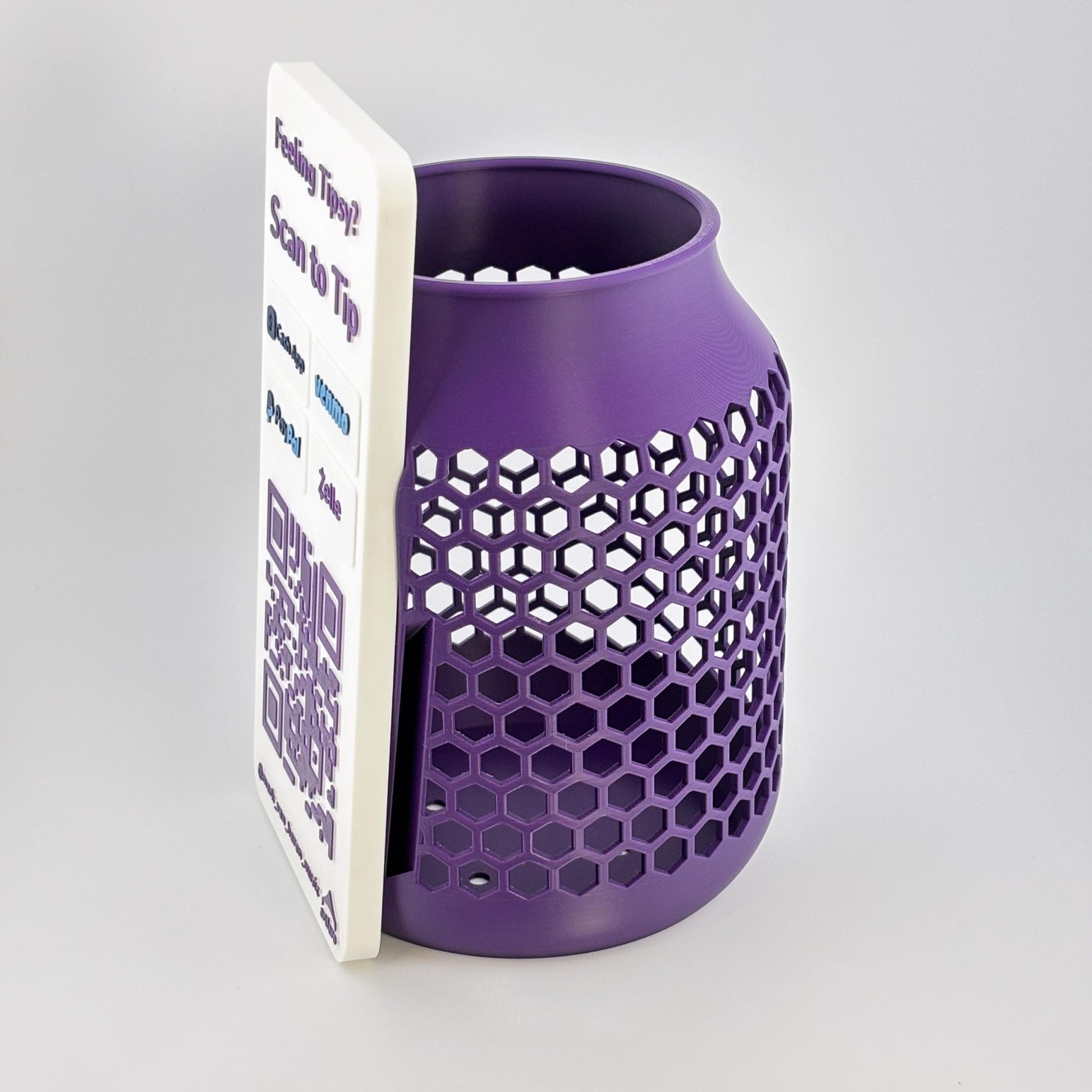 Artfare Tip Jar with QR payment sign purple version