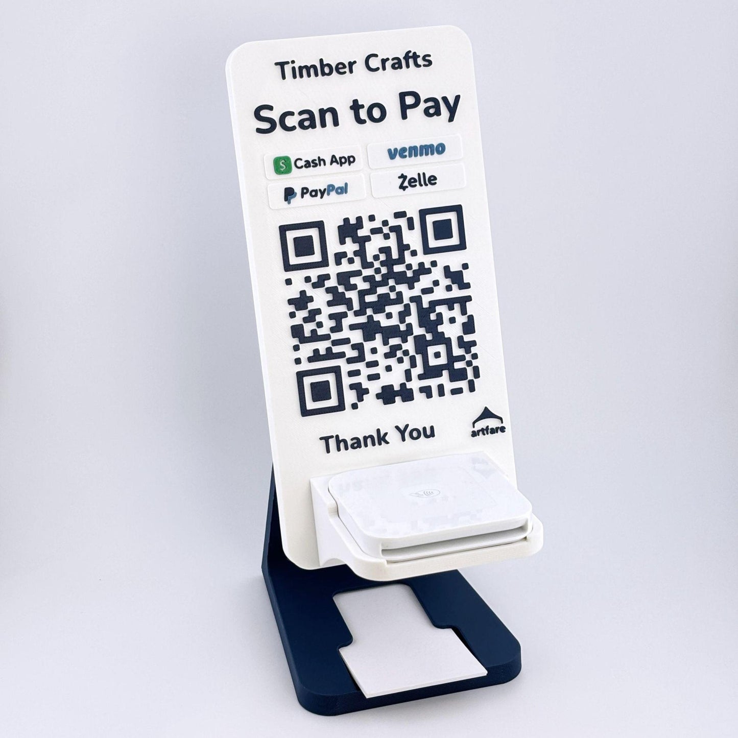 Artfare Ultra Square card reader holder and QR payment sign for Venmo Cash App PayPal Zelle
