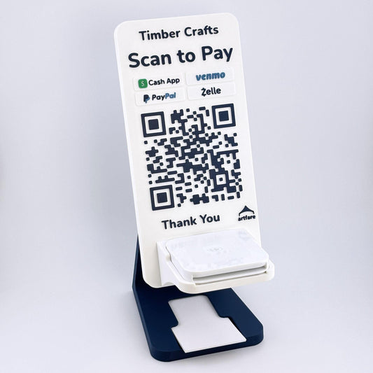 Artfare Ultra Square card reader holder and QR payment sign for Venmo Cash App PayPal Zelle