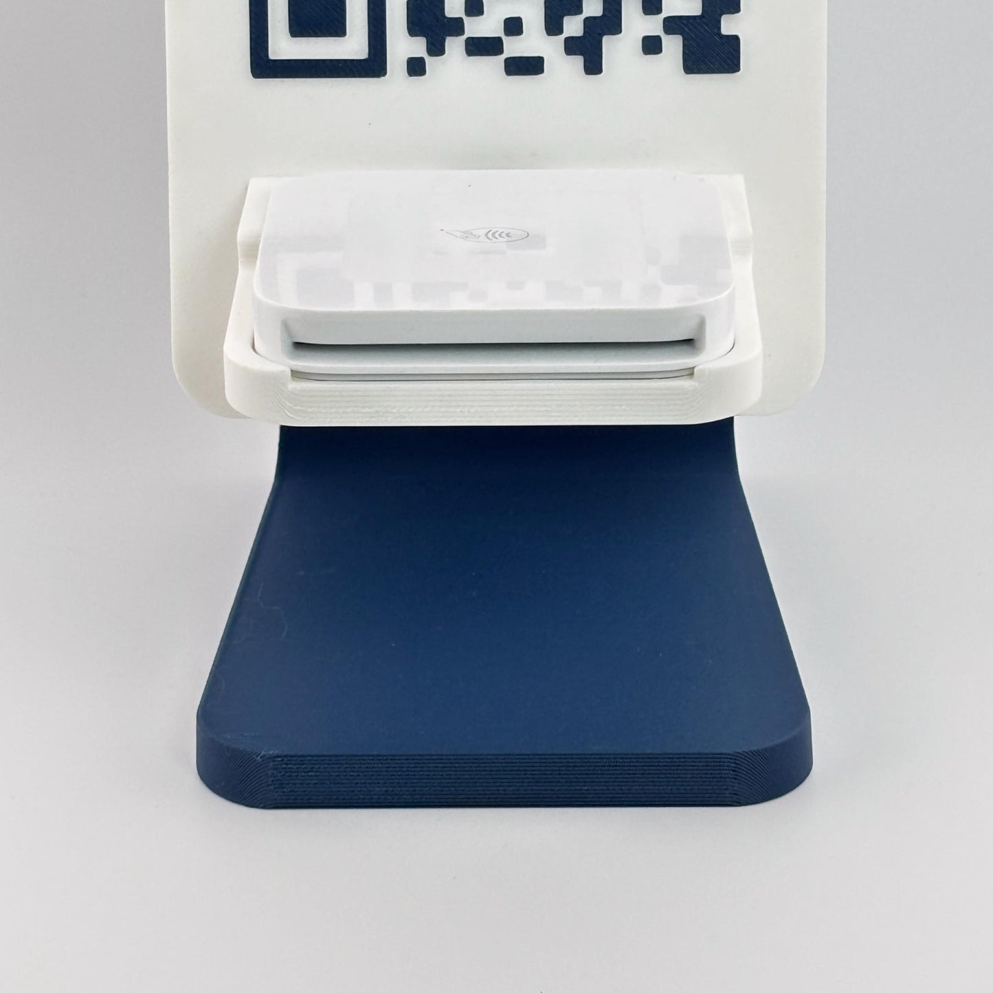 Artfare Ultra QR payment sign with Square reader holder with counter stand close up