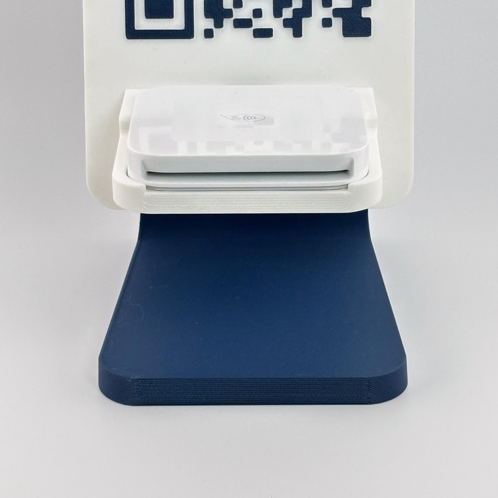 Artfare Ultra QR payment sign with Square reader holder with counter stand close up
