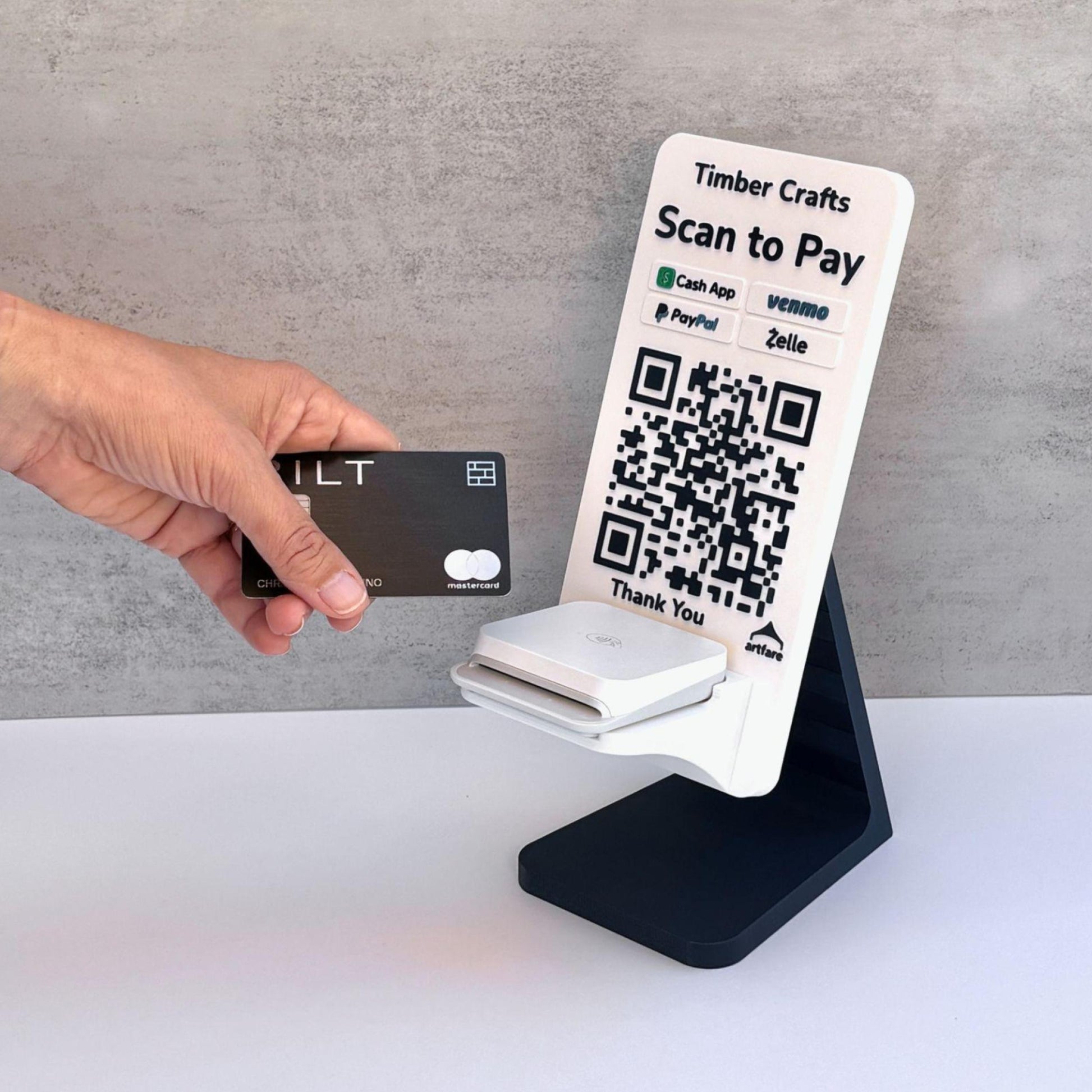Artfare Ultra Stripe card reader holder and QR payment sign for Venmo Cash App PayPal Zelle