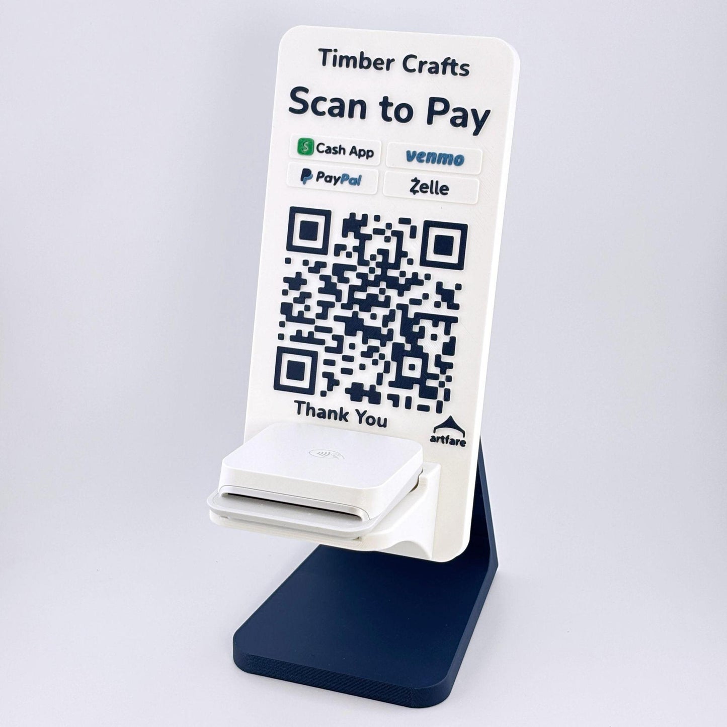 Artfare Ultra Square card reader holder and QR payment sign for Venmo Cash App PayPal Zelle