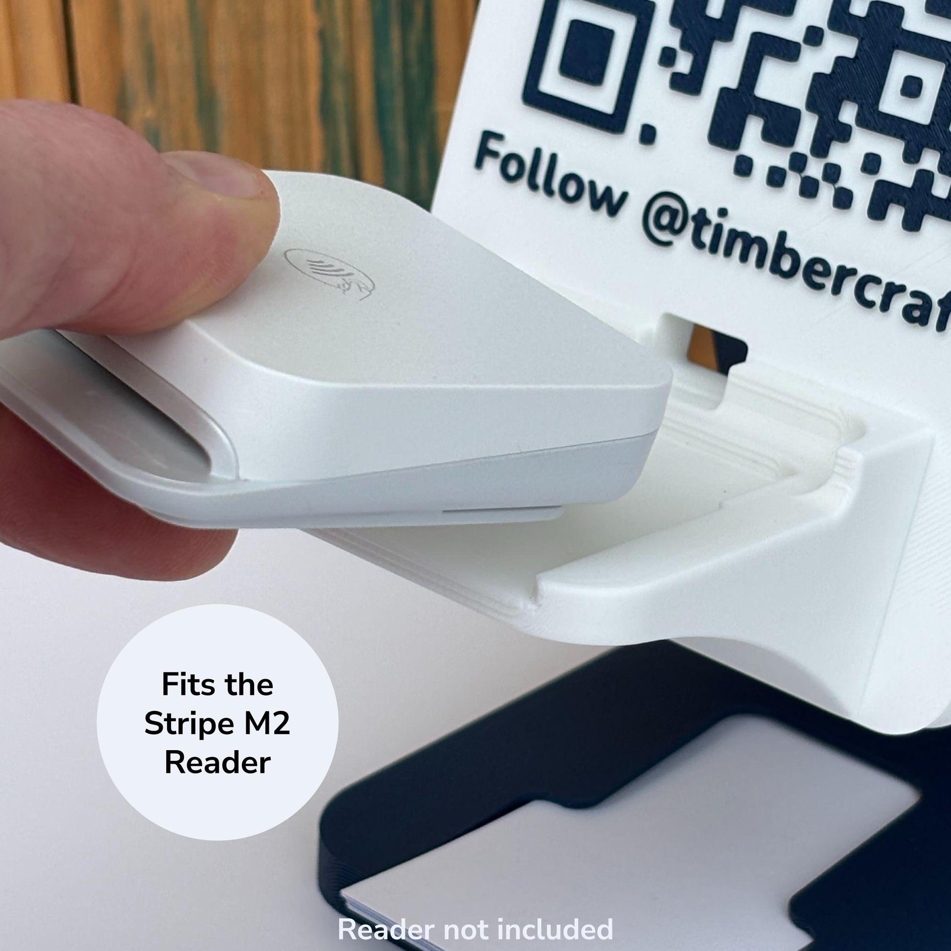 Artfare Ultra QR payment sign for Stripe M2 readers holder detail view